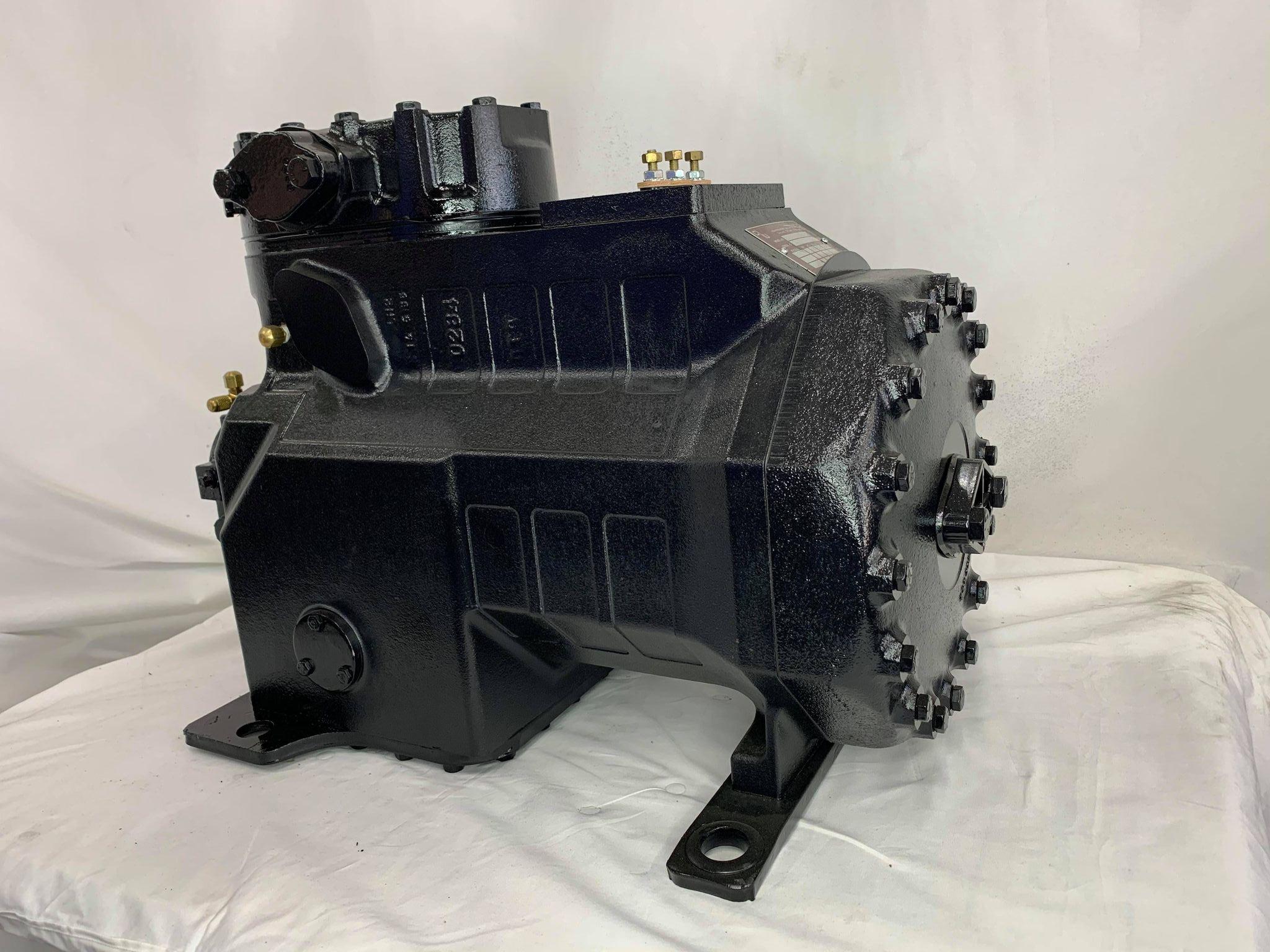 Remanufactured Copeland 3D semi-hermetic reciprocating compressor, 3DS3100 model, for commercial refrigeration.