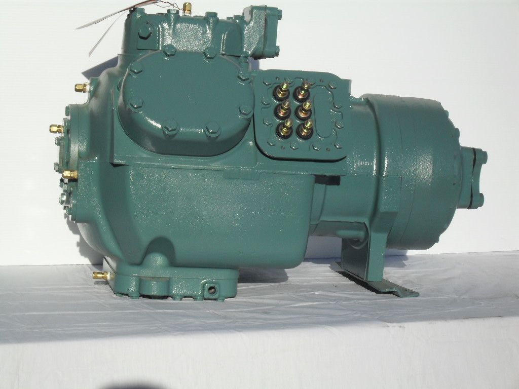 Remanufactured Carrier 5H open reciprocating compressor, R-22 refrigerant, commercial air conditioning unit.