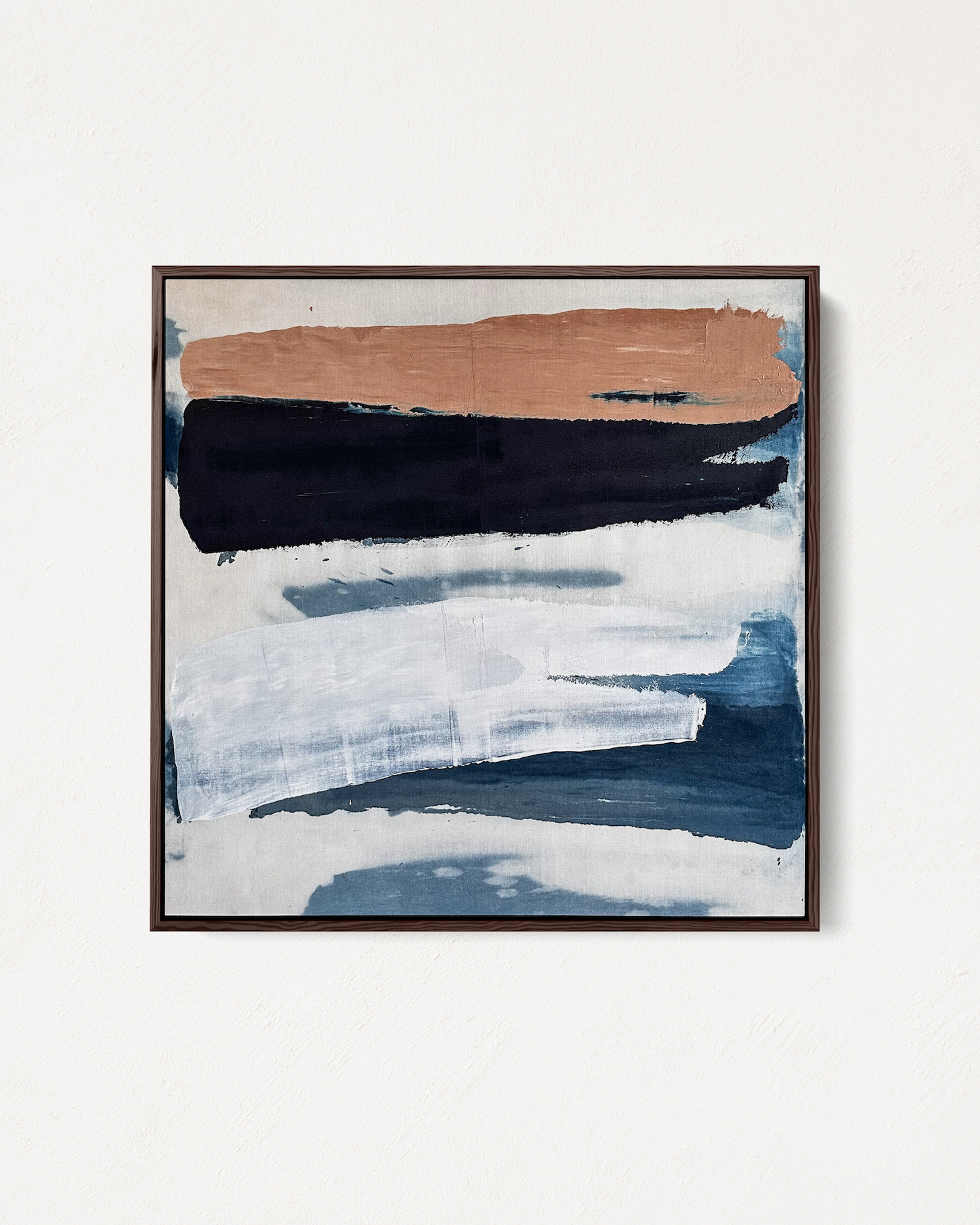Abstract indigo painting with layered paint dragged across the surface, by Jake Paul White, part of the Indigo Series.