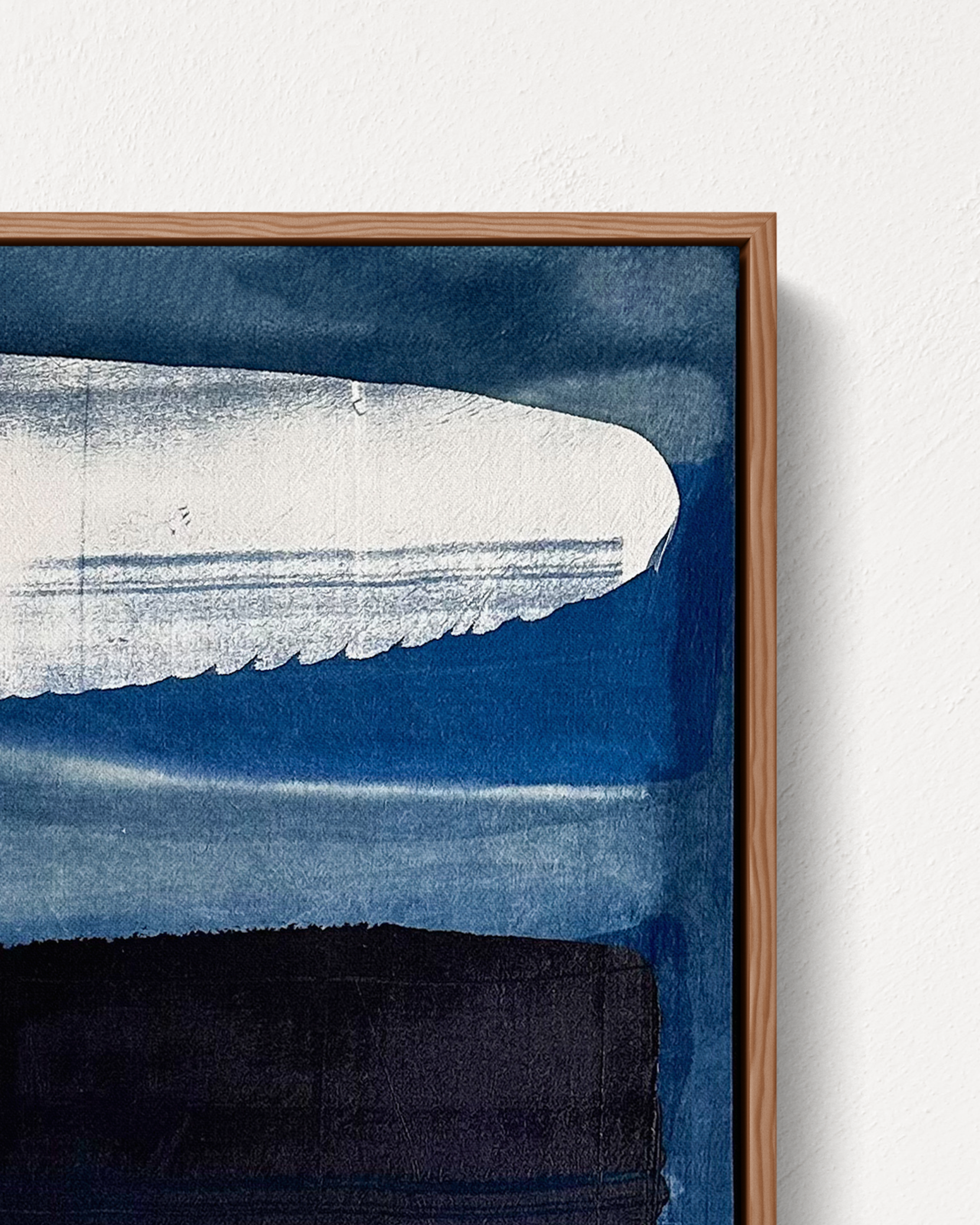 Abstract indigo painting with layered paint dragged across the surface, by Jake Paul White, part of the Indigo Series.