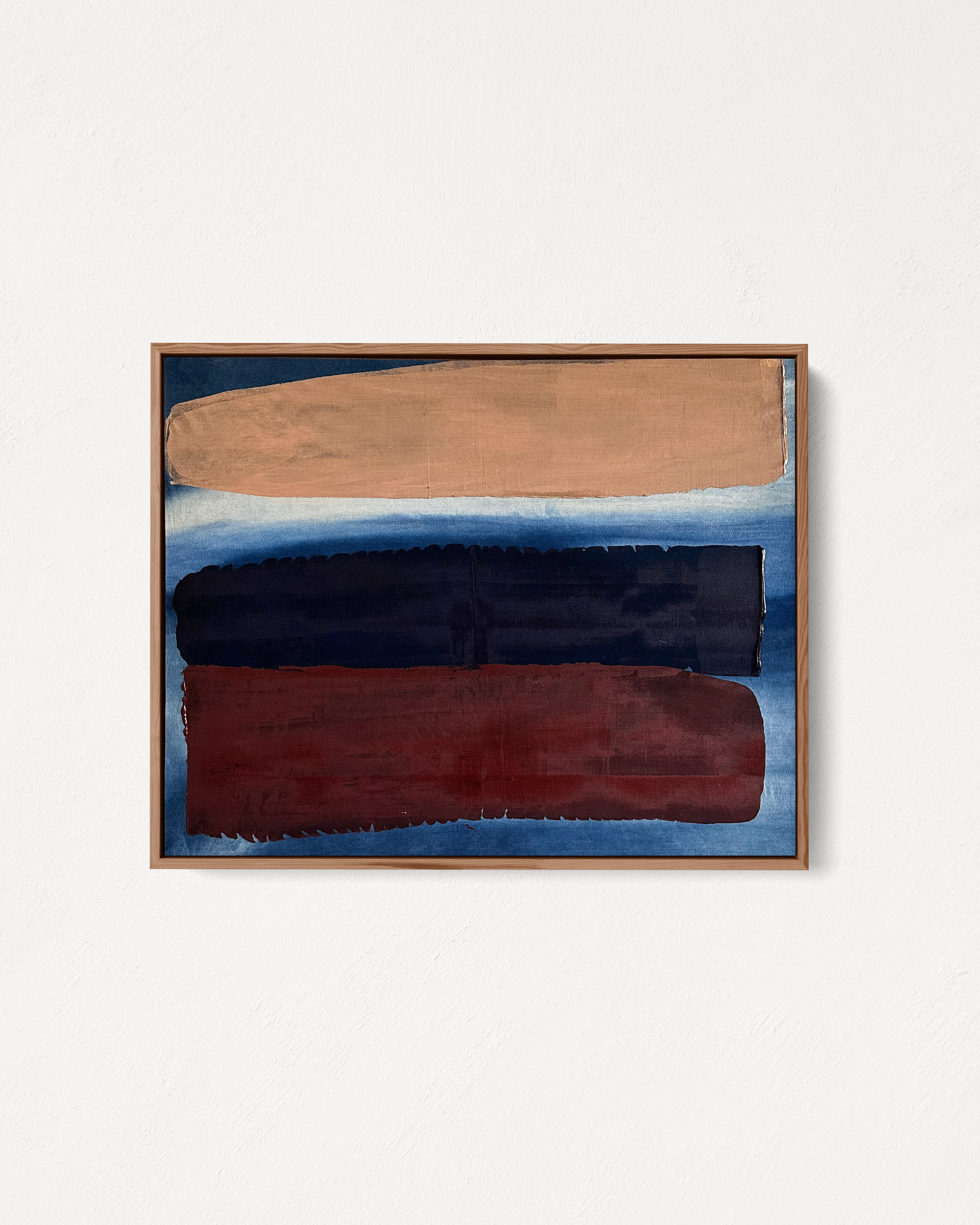 Abstract indigo painting with layered paint dragged across the surface, by Jake Paul White, part of the Indigo Series.