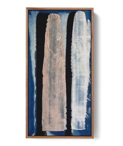 Abstract indigo painting with layered paint dragged across the surface, by Jake Paul White, part of the Indigo Series.