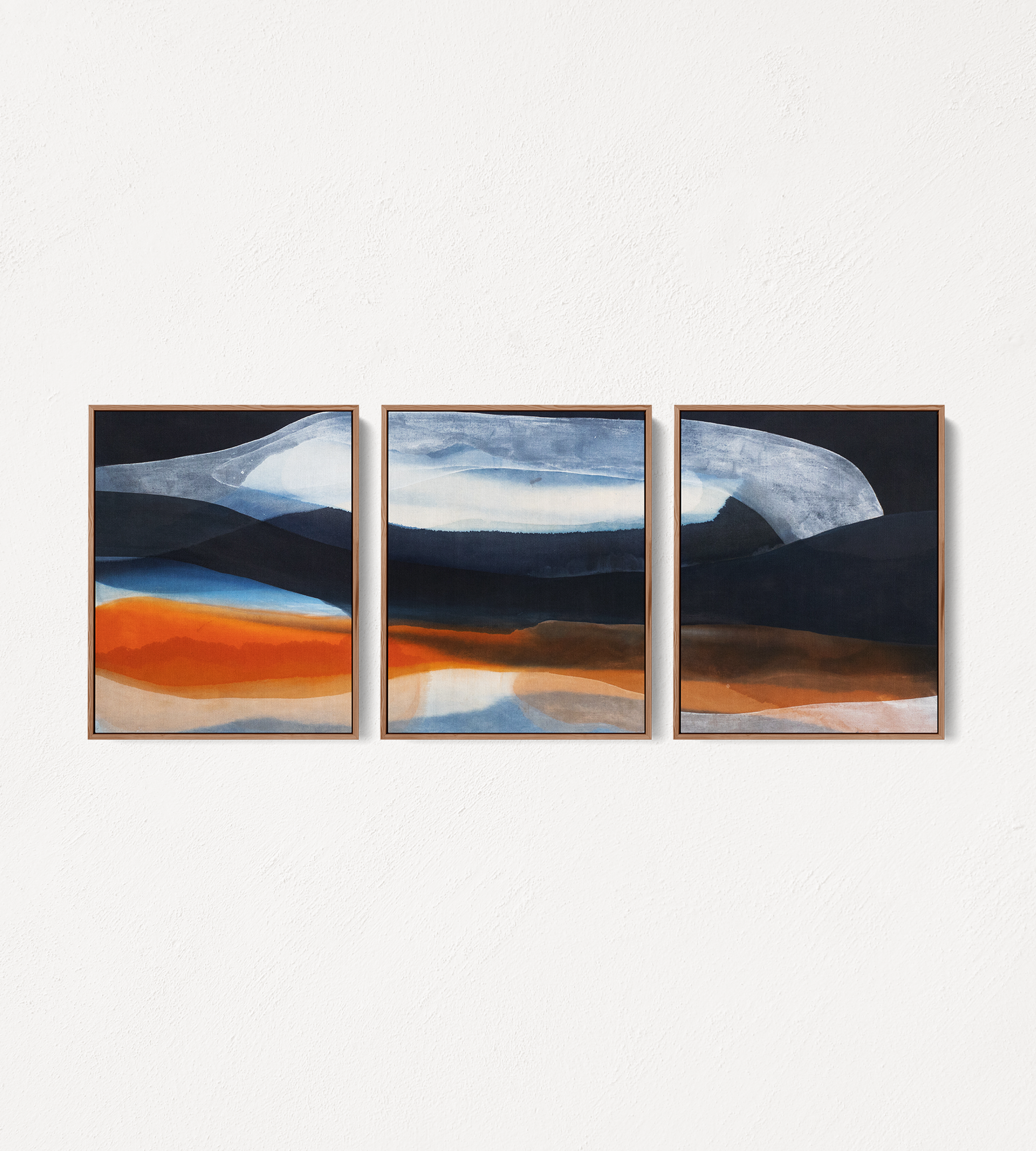 Be Like Water by Jake Paul White — abstract painting in indigo tones, created with natural dye using soaking, staining, and pouring techniques.