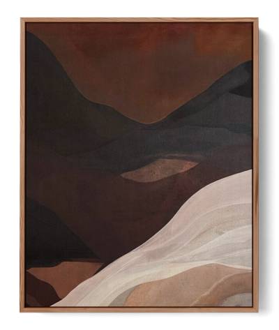 Abstract painting “Summer Daze" by Jake Paul White from the Red Series, created with Indonesian tea, coconut husk dye, clay, and rock pigments in 2024.