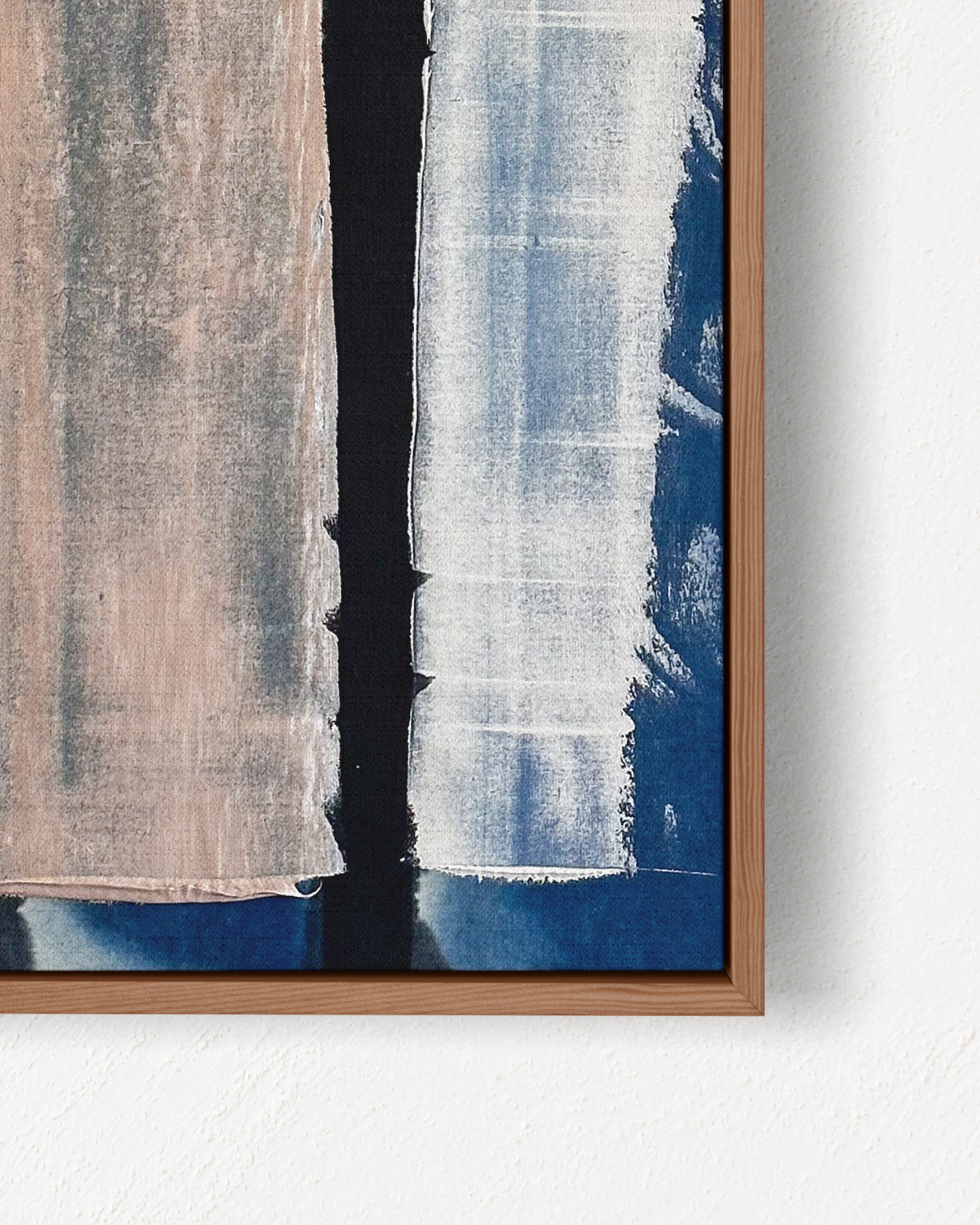 Abstract indigo painting with layered paint dragged across the surface, by Jake Paul White, part of the Indigo Series.