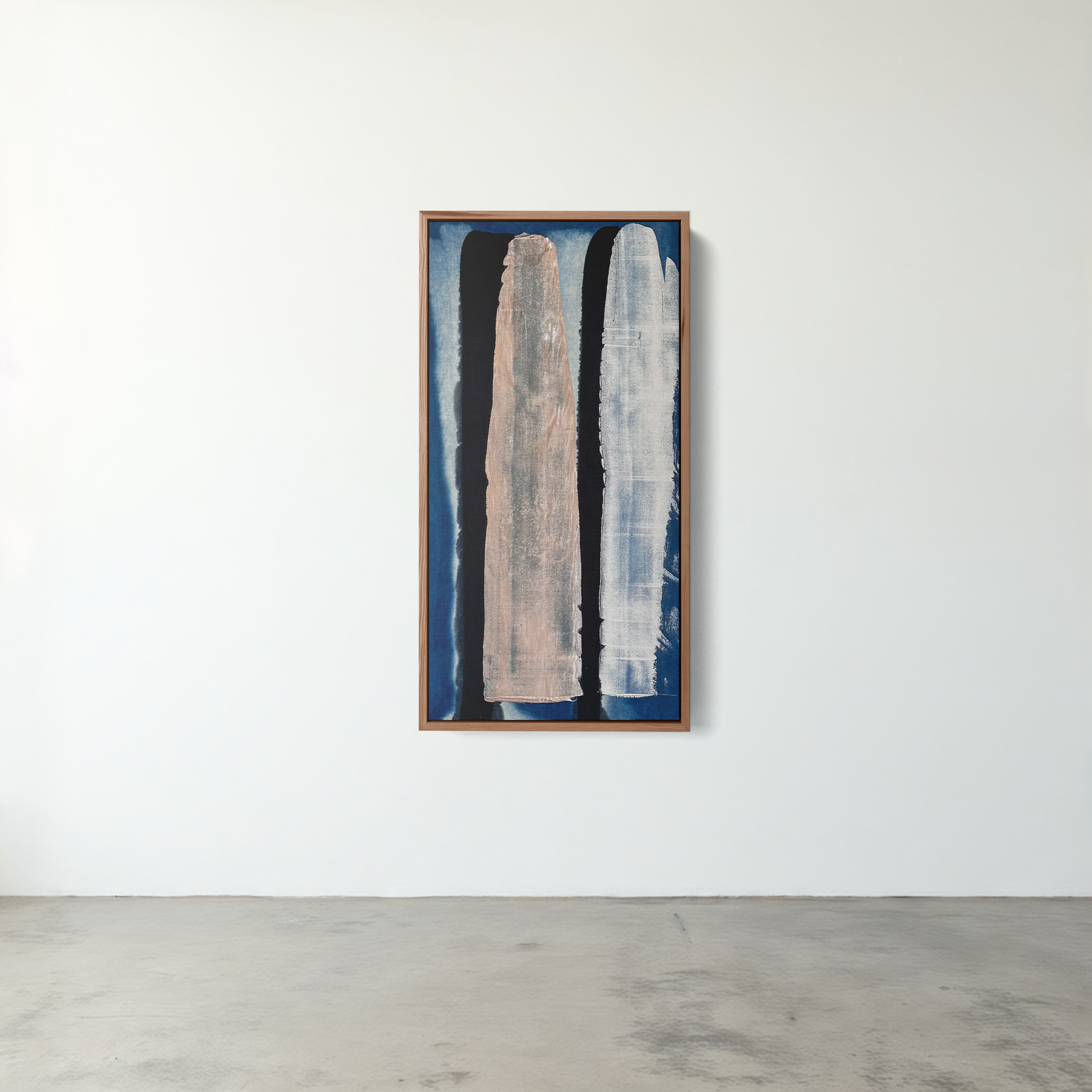 Abstract indigo painting with layered paint dragged across the surface, by Jake Paul White, part of the Indigo Series.