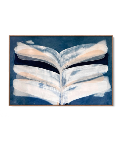 Abstract indigo painting with flowing organic forms by Jake Paul White, natural pigment on canvas, part of the Indigo Series