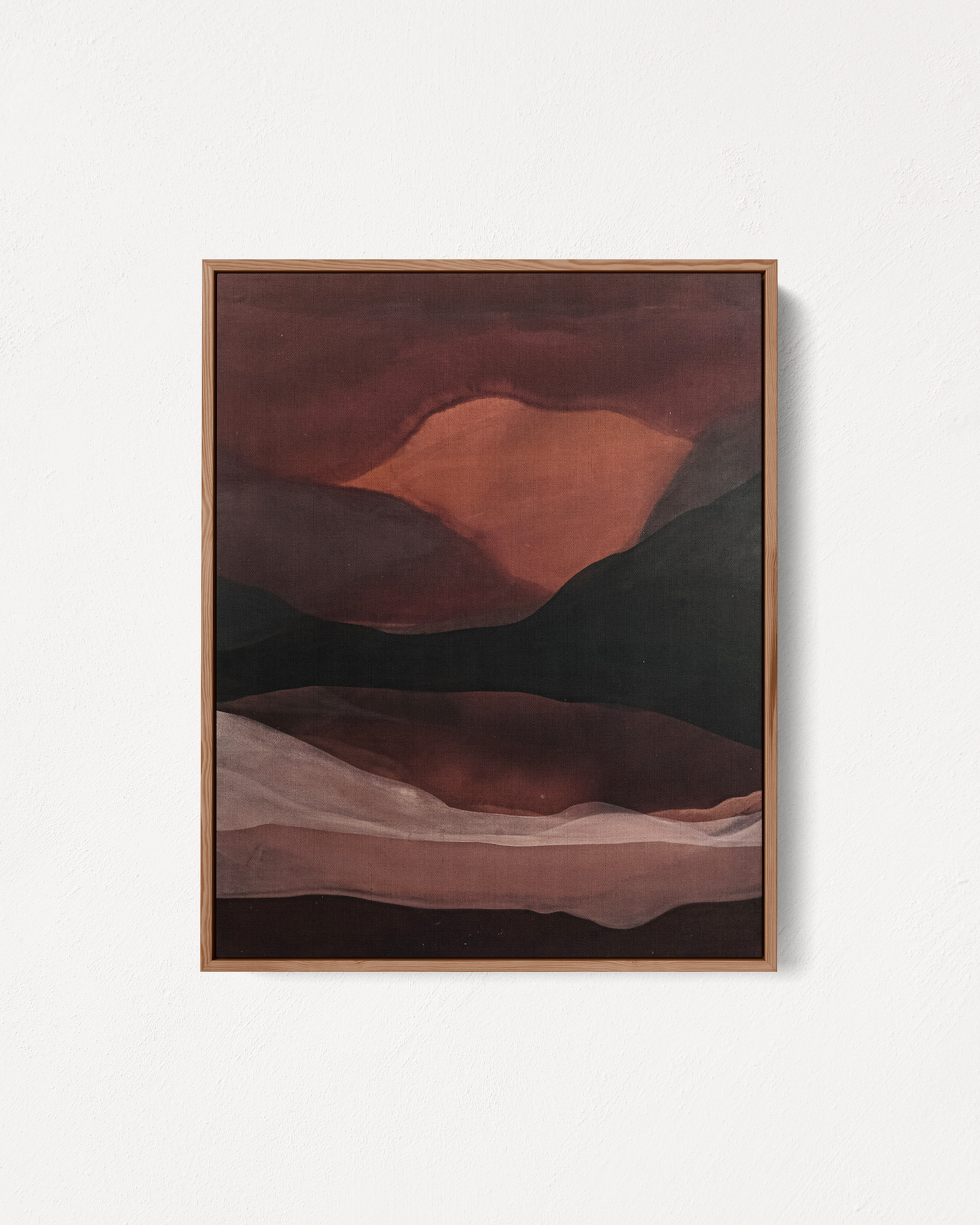 Abstract painting "Crimson Portal" by Jake Paul White from the Red Series, created with Indonesian tea, coconut husk dye, clay, and rock pigments in 2024.