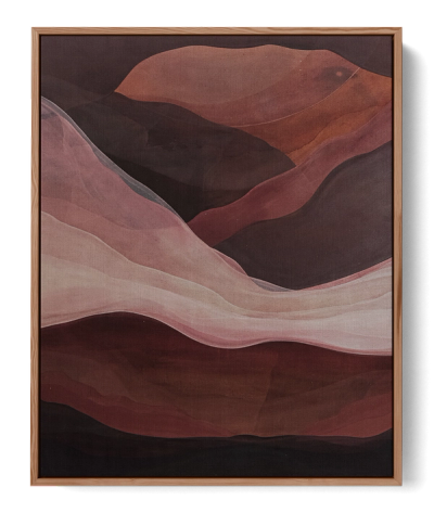Abstract painting “Silent Crossing" by Jake Paul White from the Red Series, created with Indonesian tea, coconut husk dye, clay, and rock pigments in 2024.