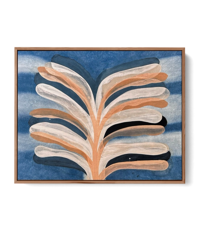 Abstract indigo painting with flowing organic forms by Jake Paul White, natural pigment on canvas, part of the Indigo Series