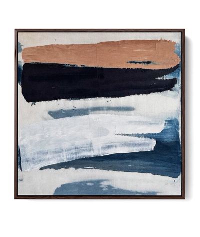 Abstract indigo painting with layered paint dragged across the surface, by Jake Paul White, part of the Indigo Series.