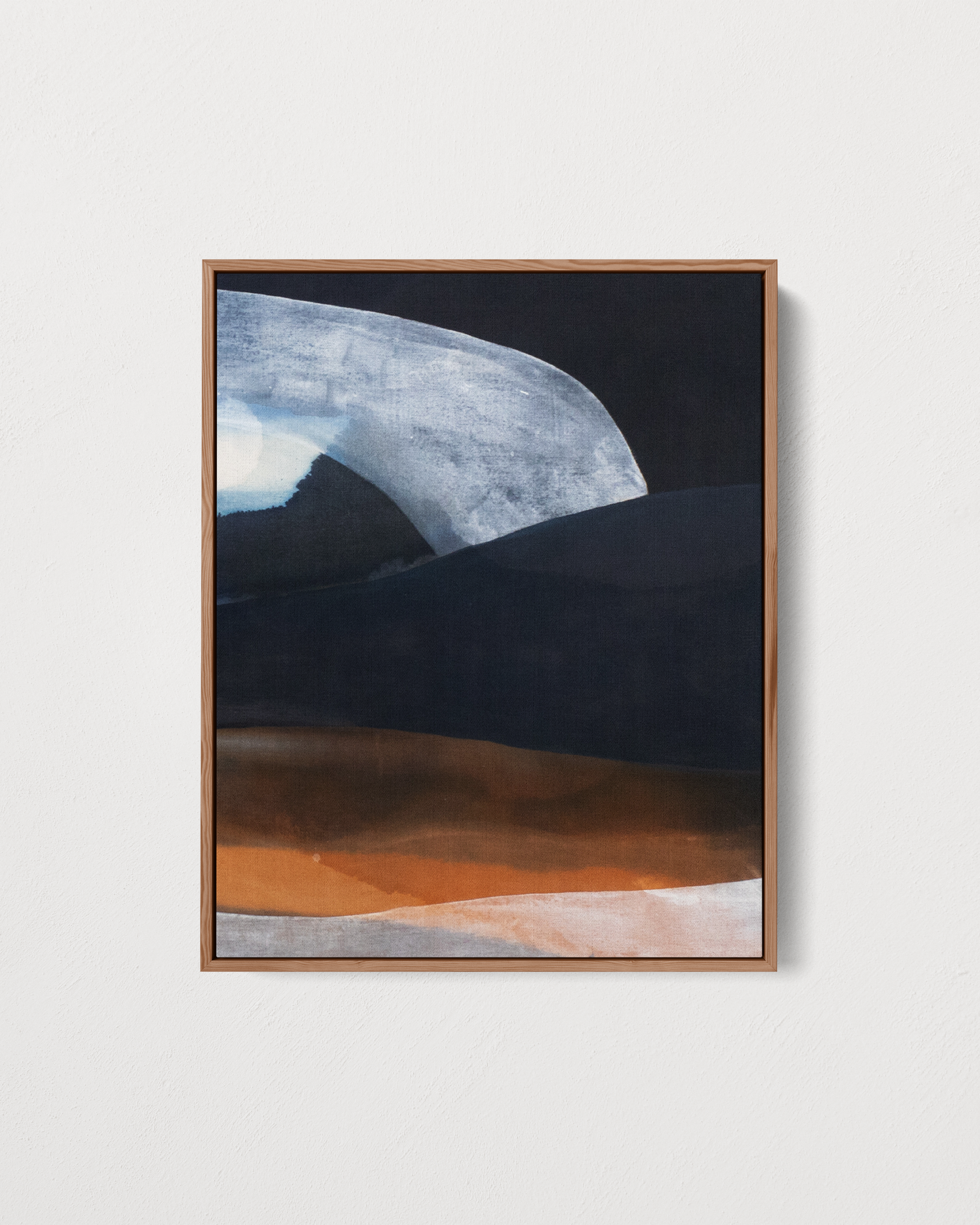 Be Like Water by Jake Paul White — abstract painting in indigo tones, created with natural dye using soaking, staining, and pouring techniques.