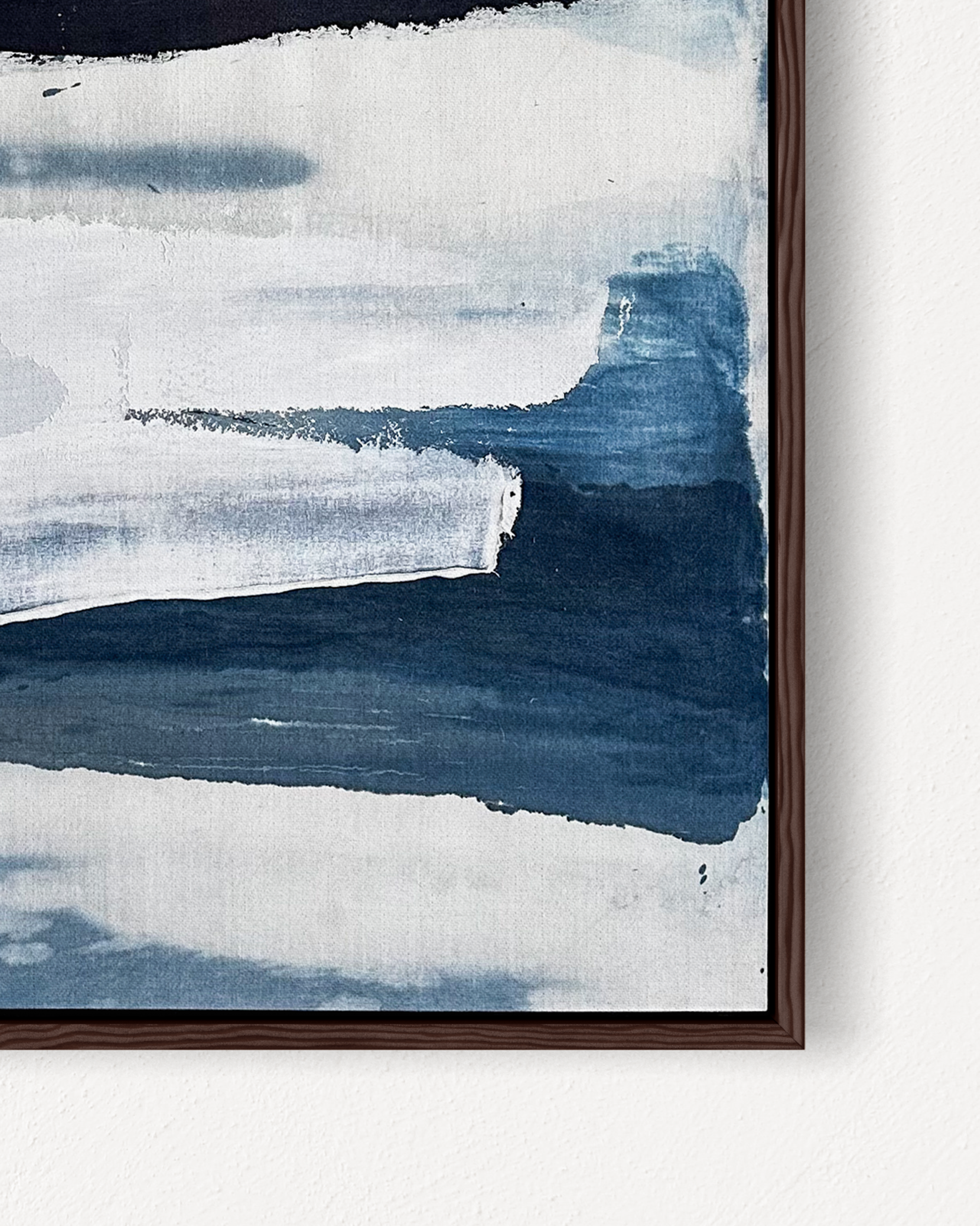 Abstract indigo painting with layered paint dragged across the surface, by Jake Paul White, part of the Indigo Series.
