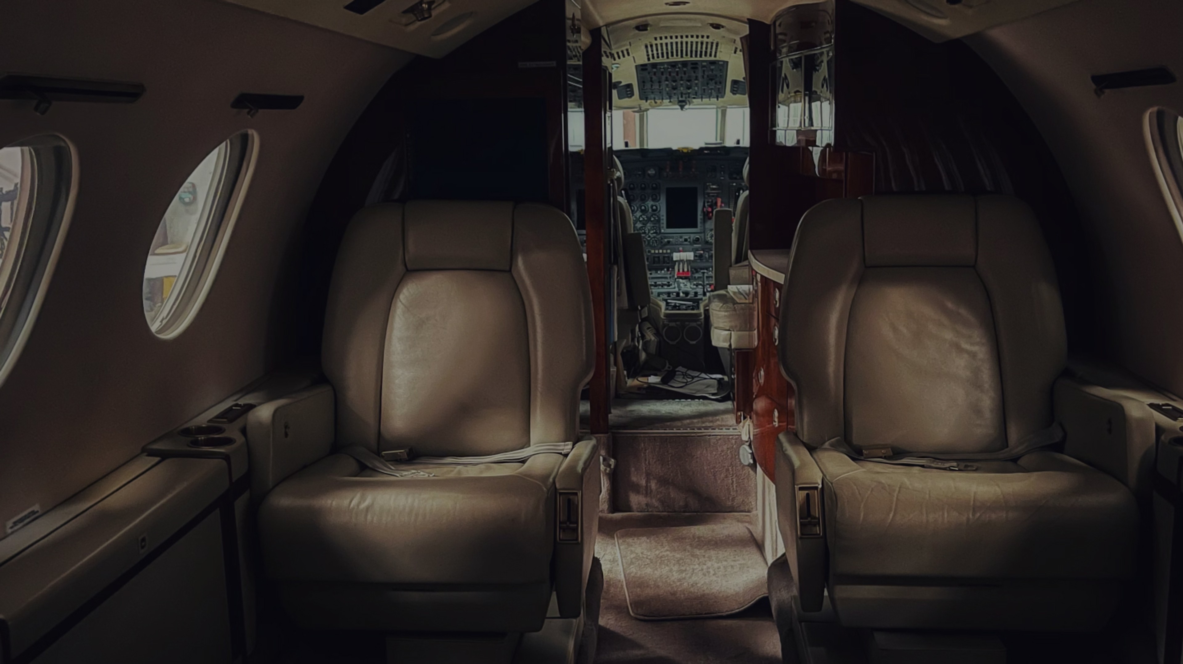 Interior of a private jet