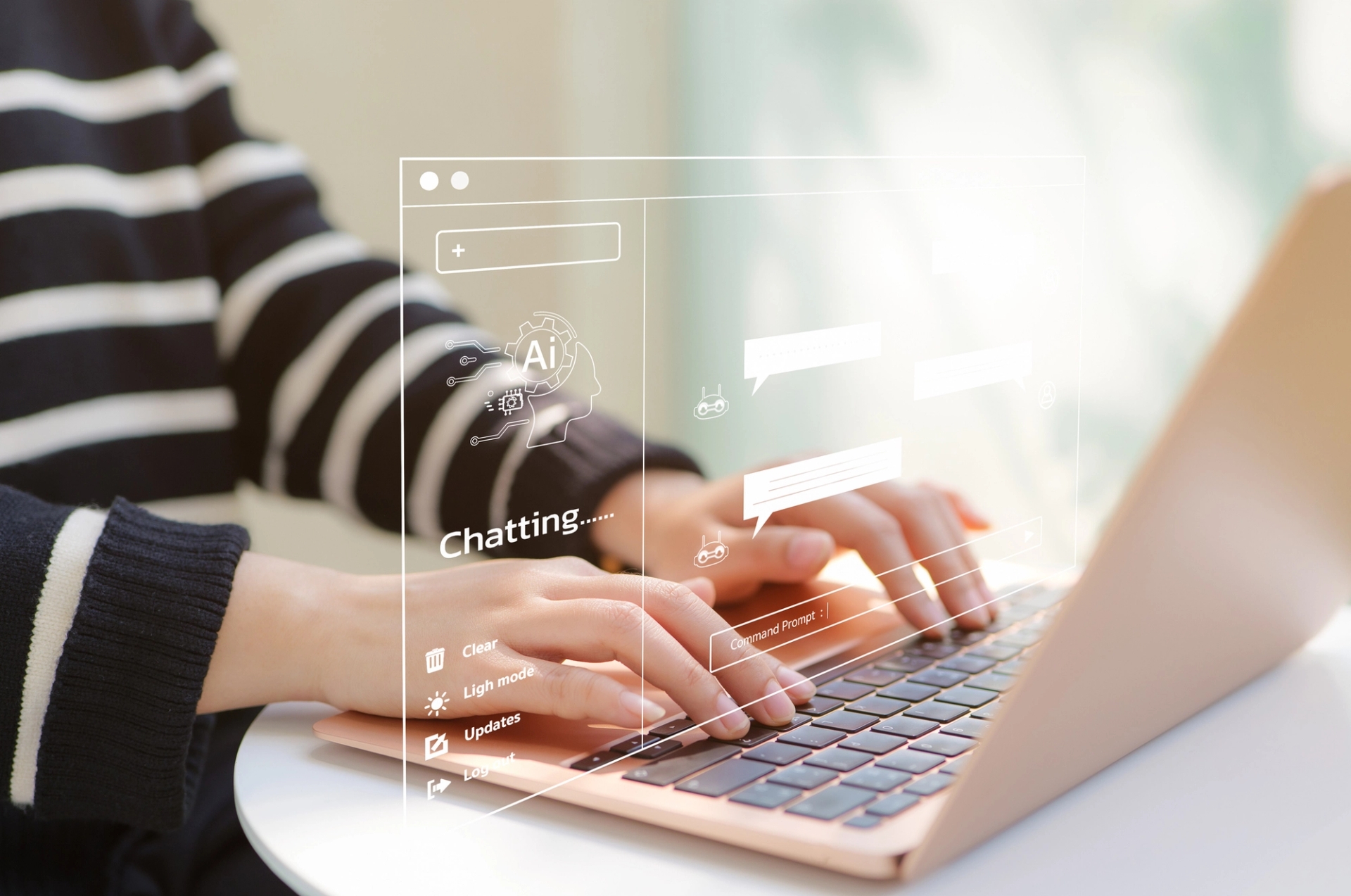 Person typing at a laptop