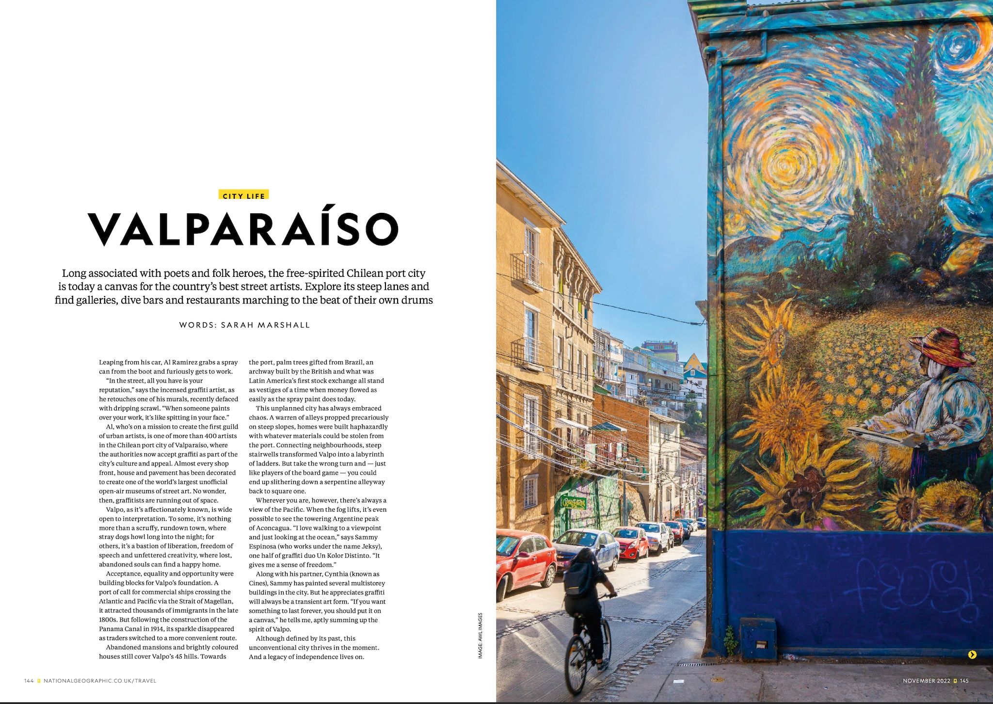 National Geographic Traveller UK feature spread — Valparaíso