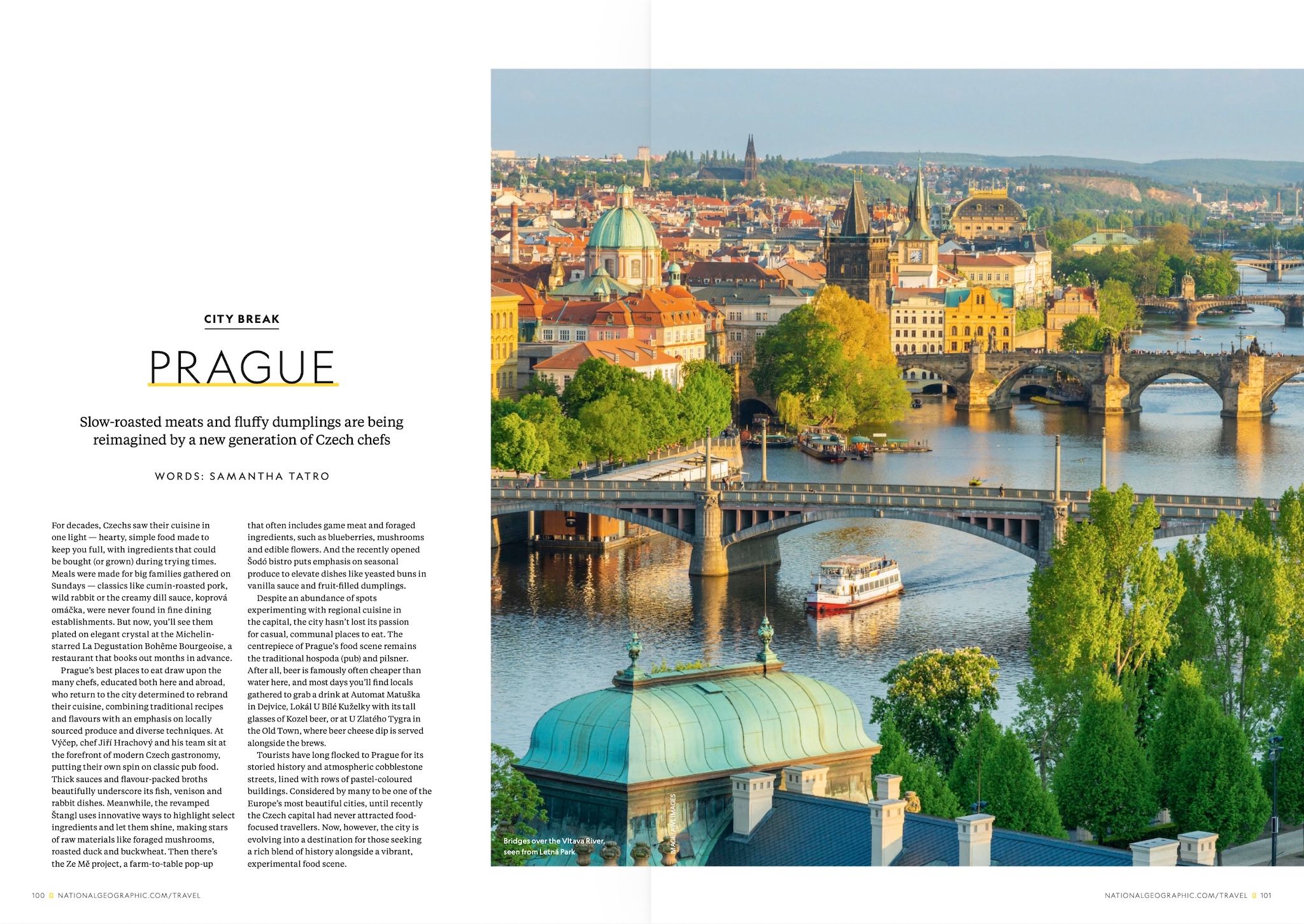 National Geographic Traveller - Food Edition feature spread — Prague bridges