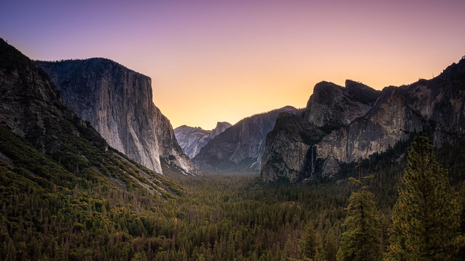 Tunnel view at dawn, Yosemite National Park, California, USA