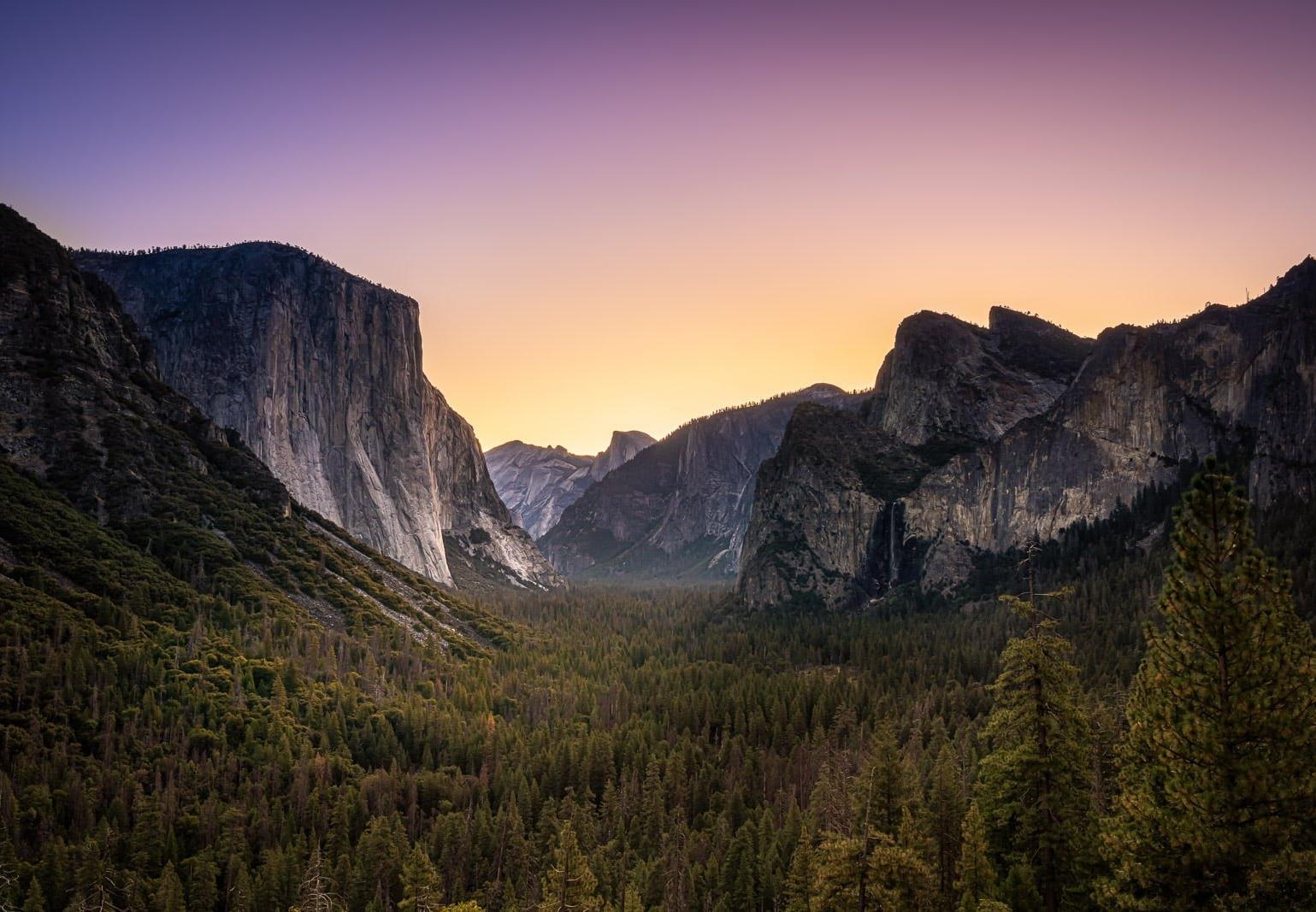Tunnel view at dawn, Yosemite National Park, California, USA