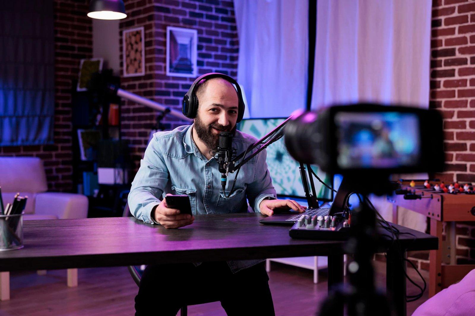 Photographer recording a video for his Youtube channel