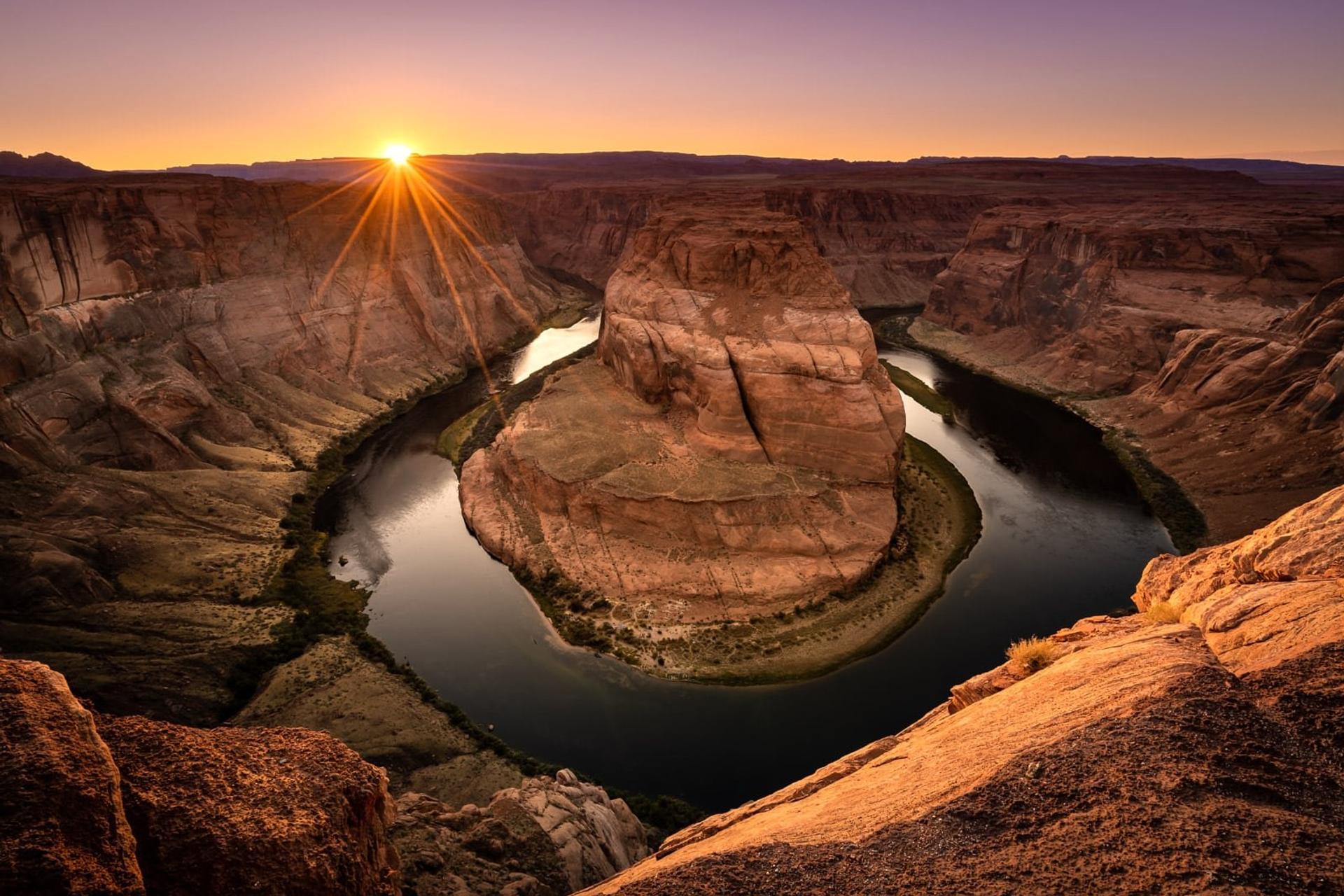 Horseshoe Bend at sunset, Arizona, USA