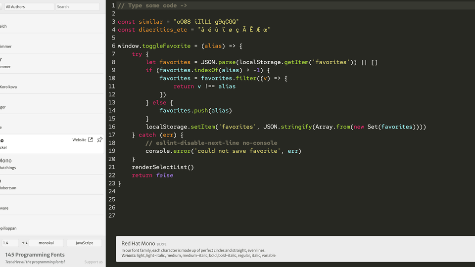 Programming Fonts Programming Fonts