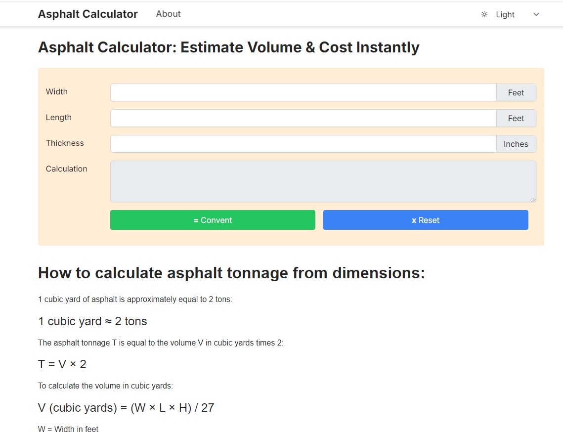 Asphalt Calculator
