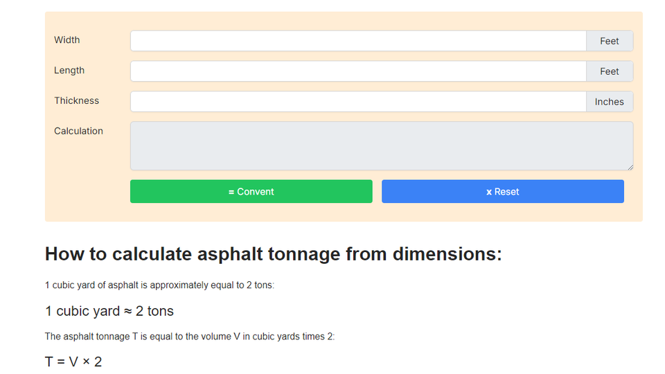 Asphalt Calculator Asphalt Calculator
