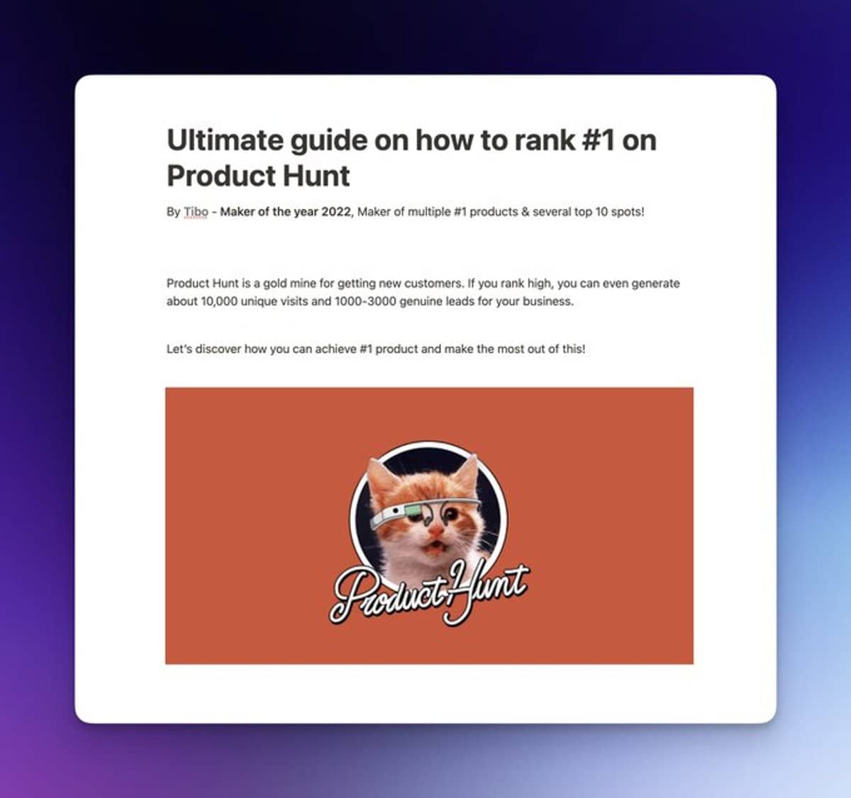 Ultimate guide on how to rank #1 on Product Hunt