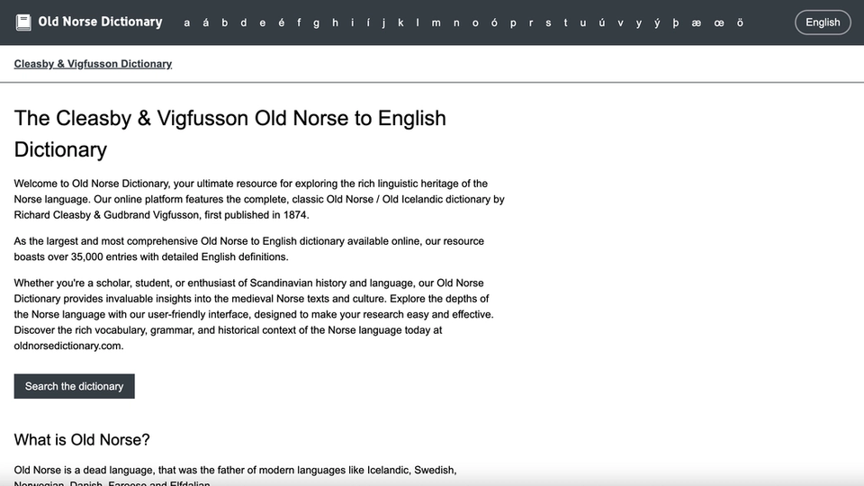 Old Norse Dictionary Old Norse Dictionary