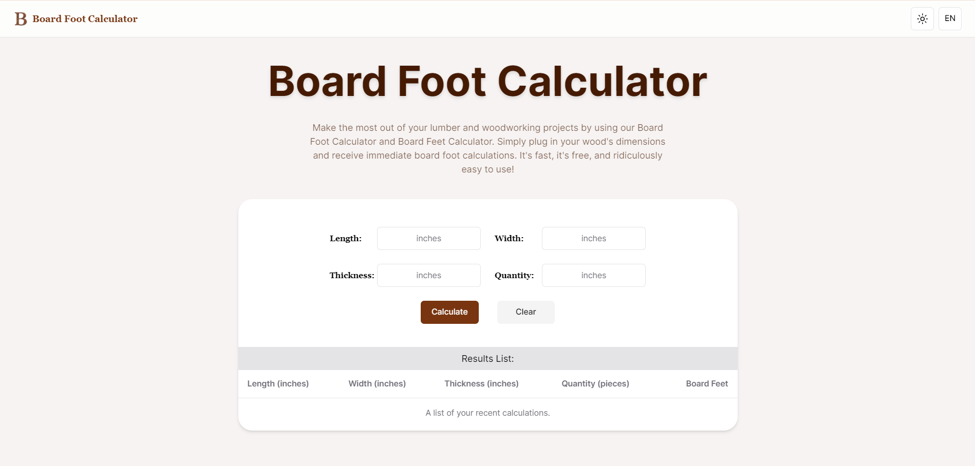 Board Foot Calculator