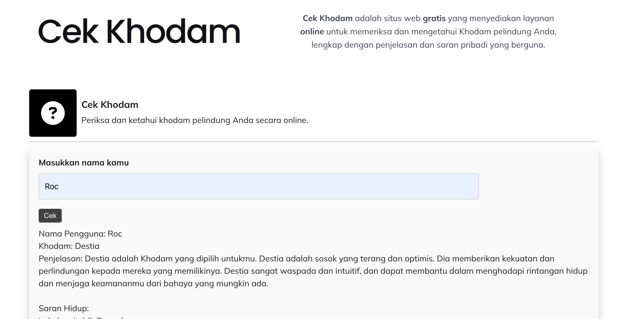 Cek Khodam