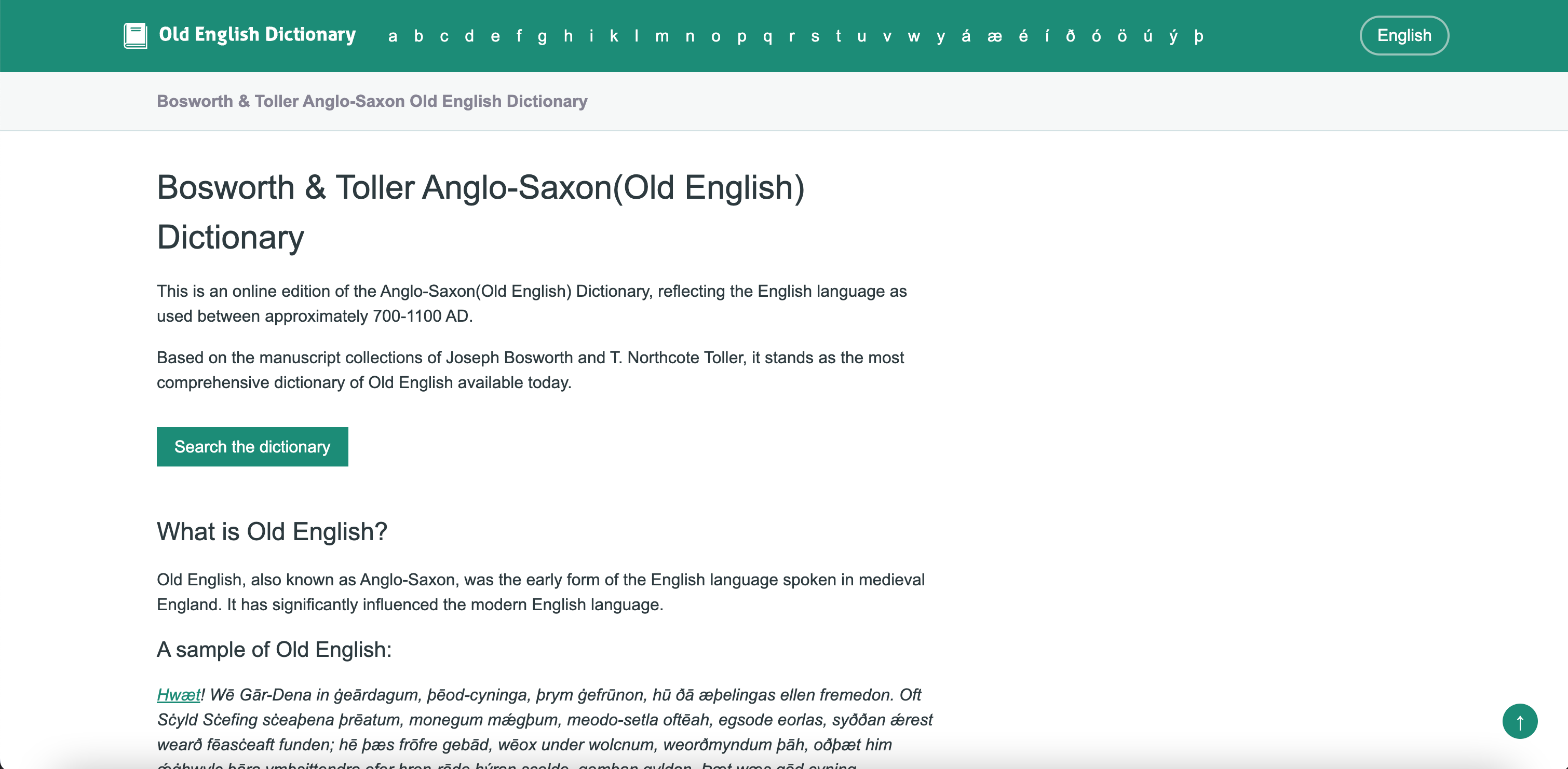 Old English  Dictionary