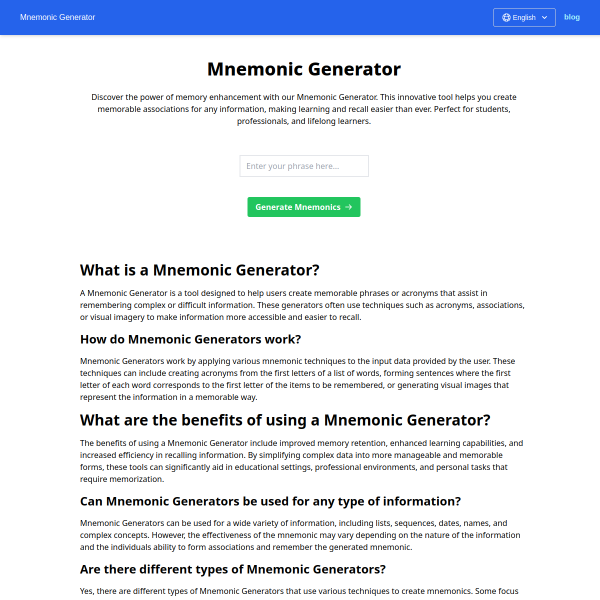Mnemonic Generator