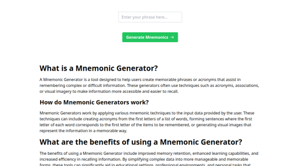 Mnemonic Generator Mnemonic Generator