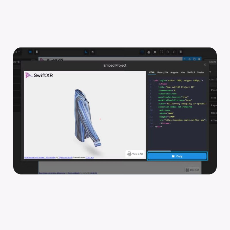 SwiftXR in a Webflow Custom Embed