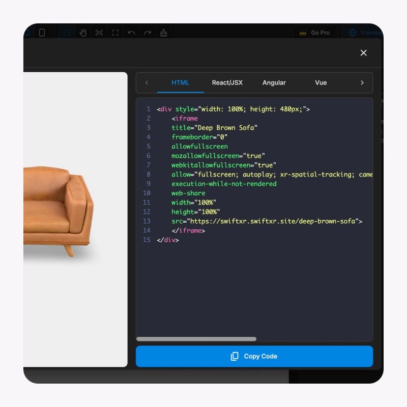 SwiftXR embed code