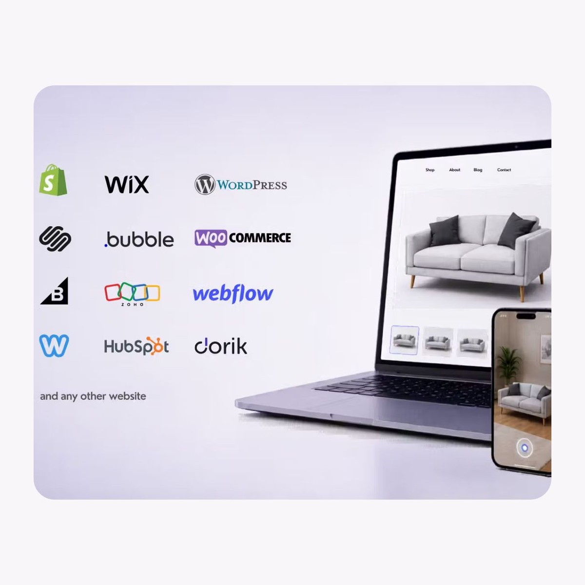 Plugins for adding 3D, AR and VR to Shopify, Wix, WordPress and more