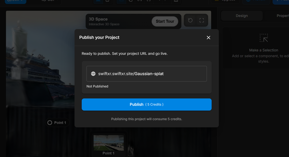 The SwiftXR embed snippet for adding a 3DGaussian Splatting to any website