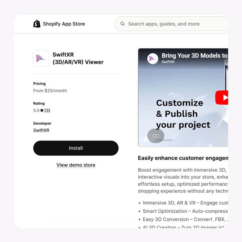 SwiftXR Shopify App