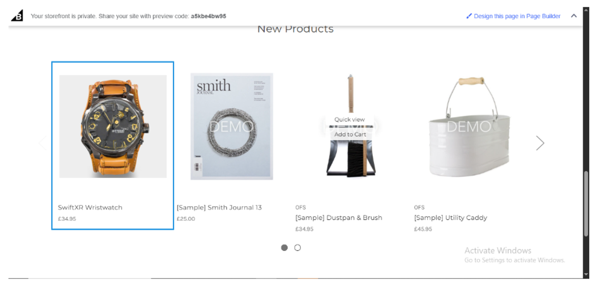 SwiftXR in BigCommerce Page Builder