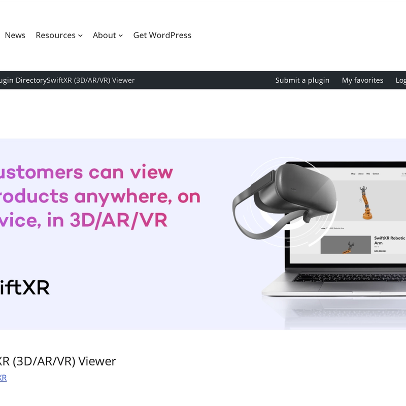 SwiftXR WordPress plugin install