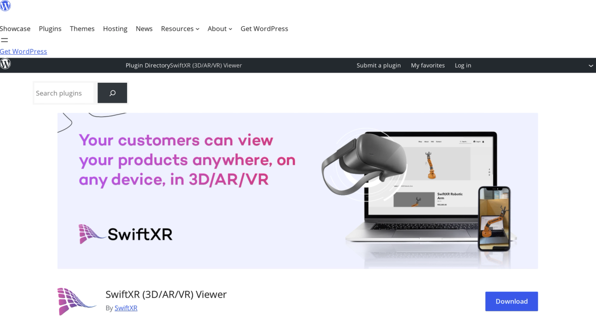 SwiftXR WordPress plugin install