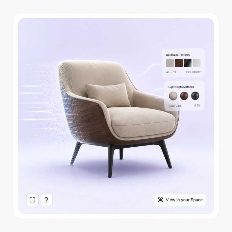 An optimized 3D model loading quickly in the SwiftXR viewer