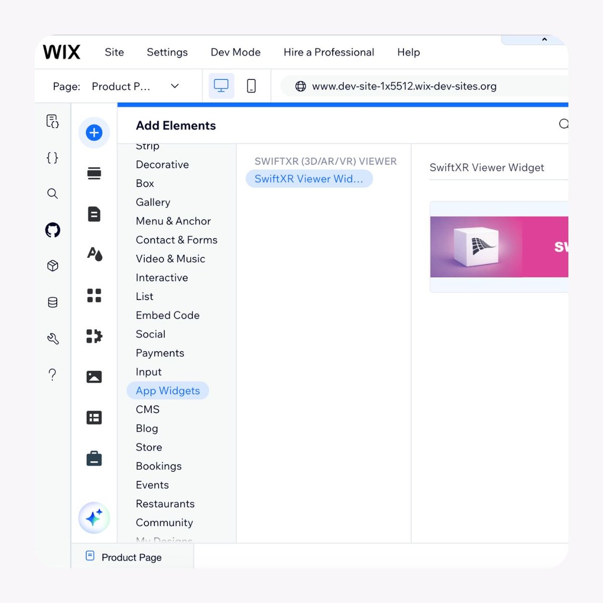 SwiftXR Wix app drag-and-drop