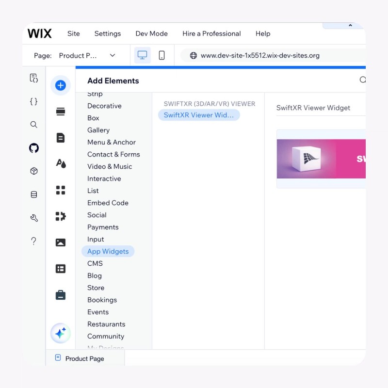 SwiftXR Wix App