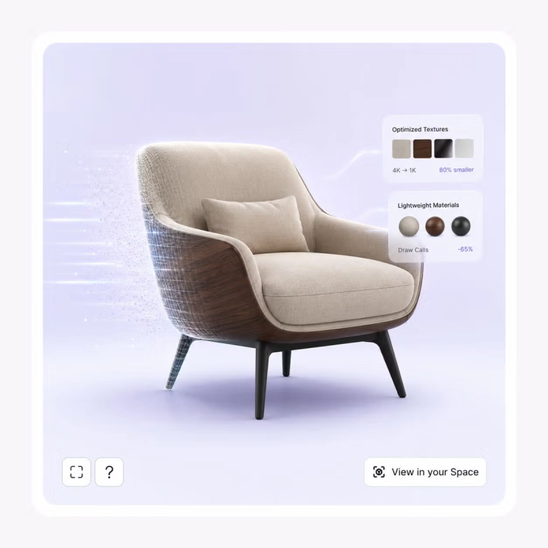 An optimized 3D model loading quickly in the SwiftXR viewer