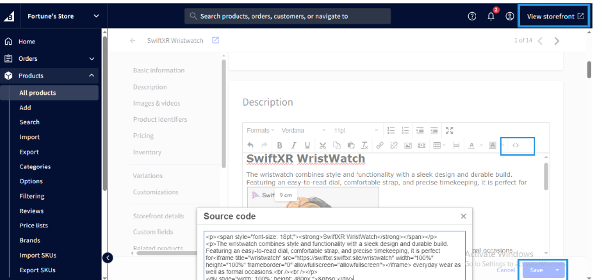 SwiftXR embed in a BigCommerce Stencil theme