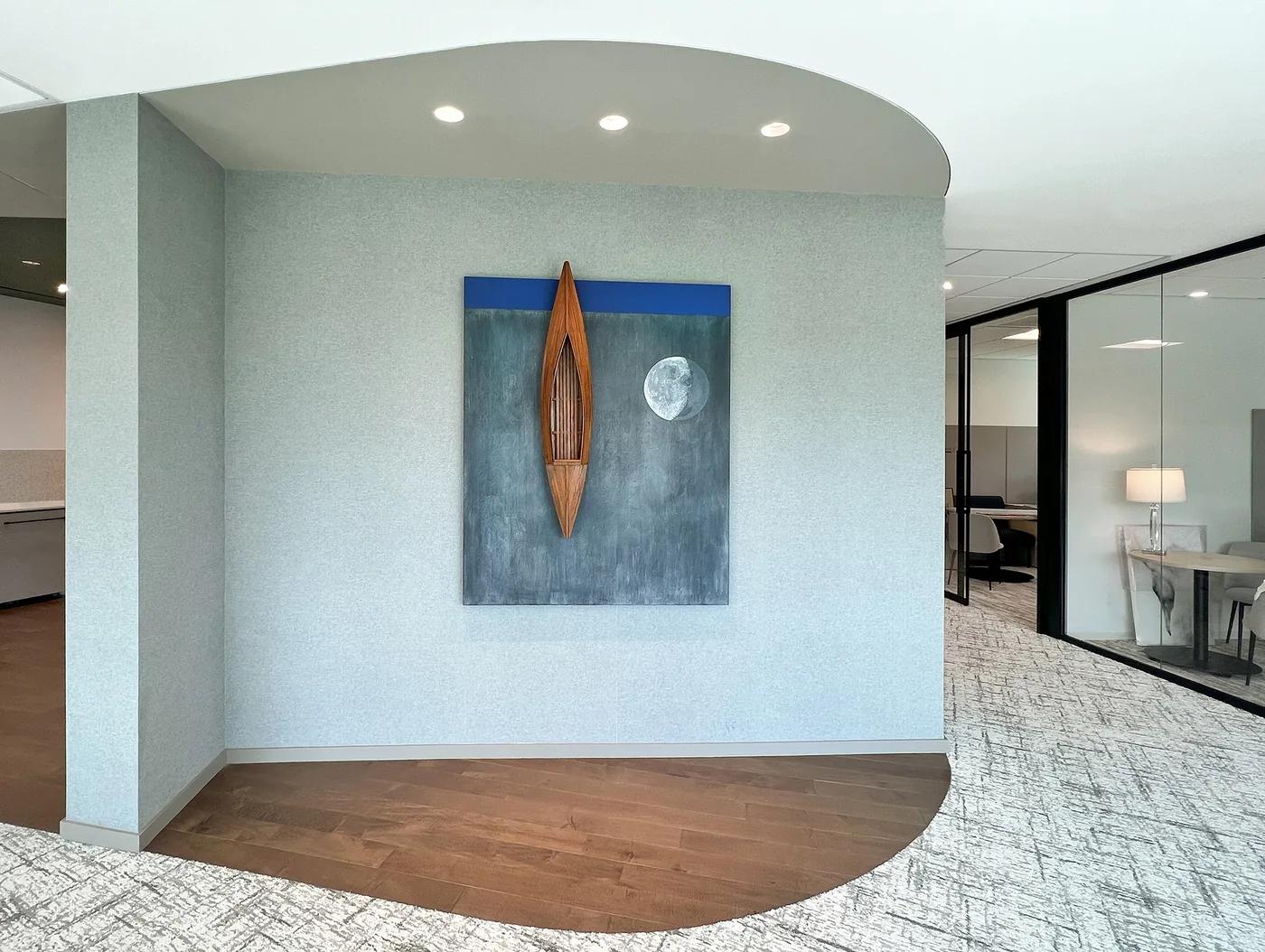 David RUDDELL, Blackboard with Blue Strip, Fir Boat