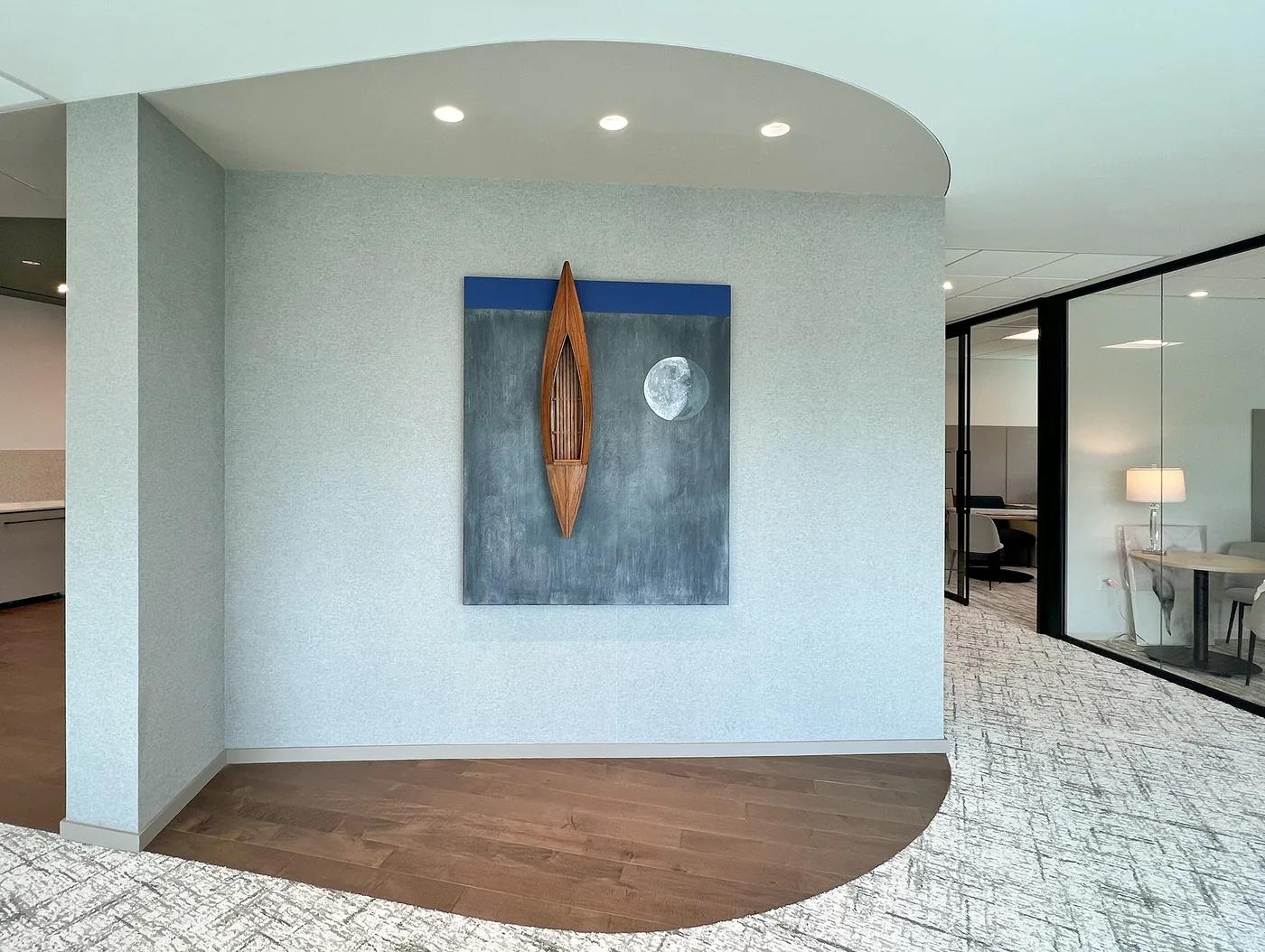 David RUDDELL, Blackboard with Moon, Blue Strip, Fir Boat